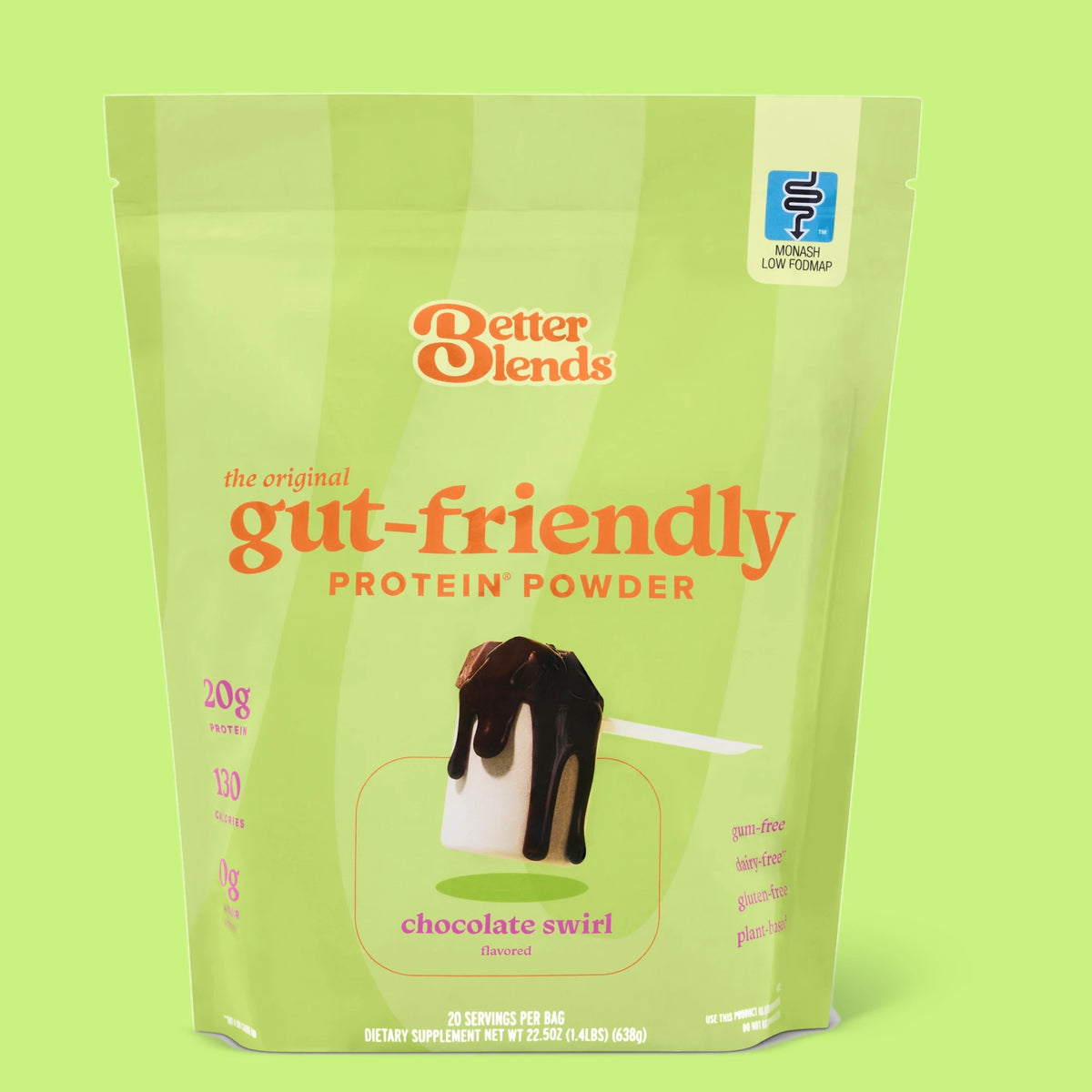 Chocolate Swirl low FODMAP protein powder bag