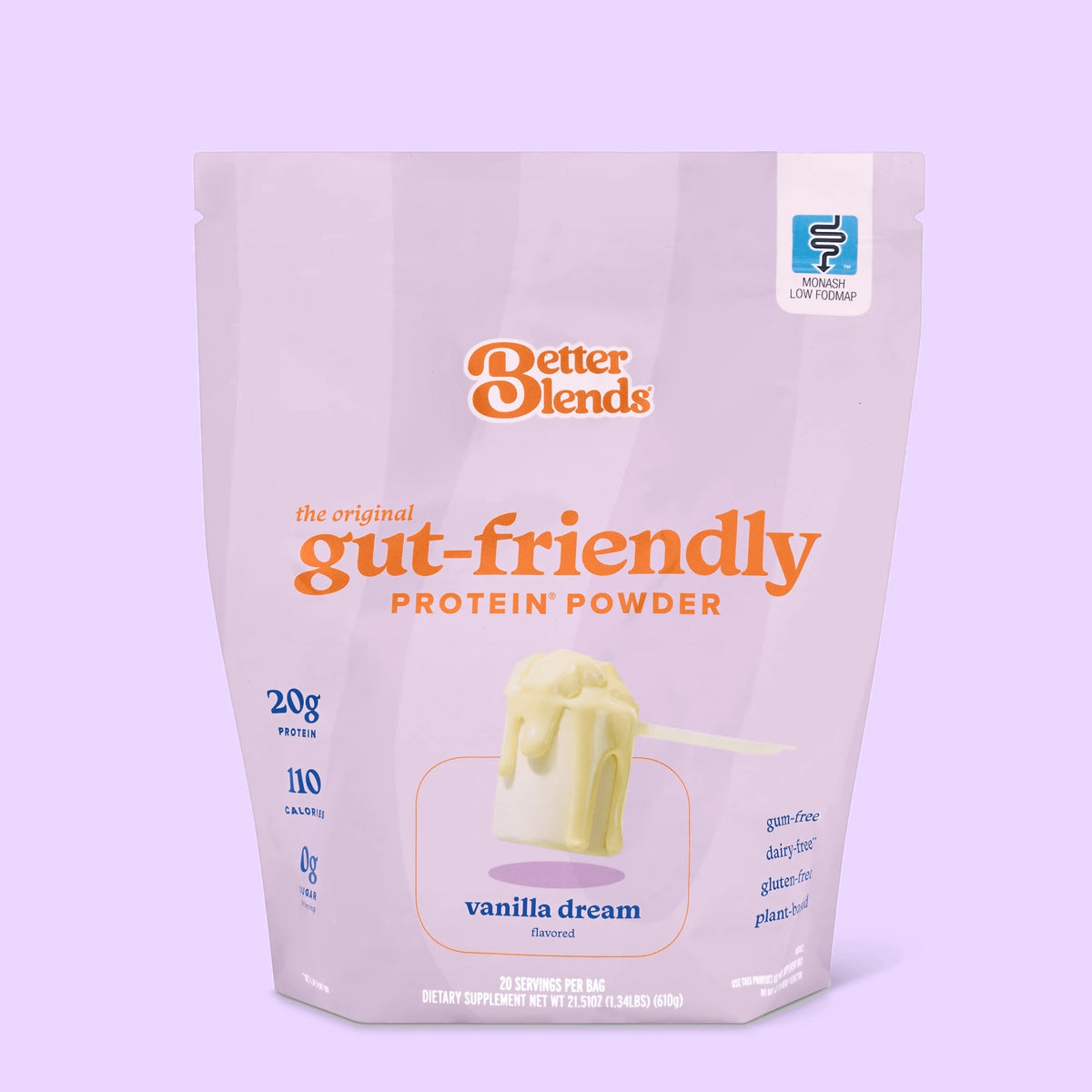 Vanilla Dream low FODMAP protein powder bag